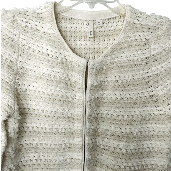 NWT Frenchi Chenille Long Sleeve Crop Cardigan Cream Bone XS Boxy - Picture 5 of 12